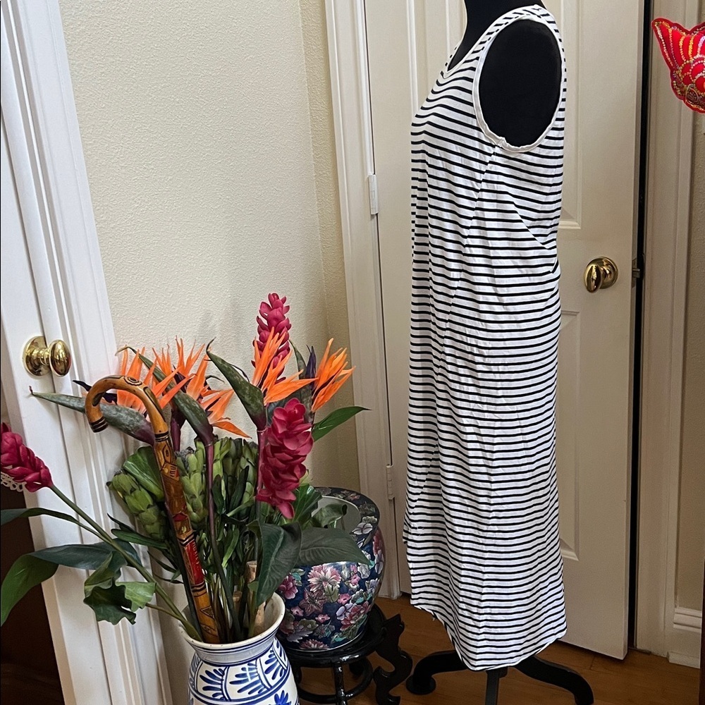 Frank and Eileen Tee Lab Striped Asymmetrical Hem Tank Dress White Black Stripe - Picture 4 of 10
